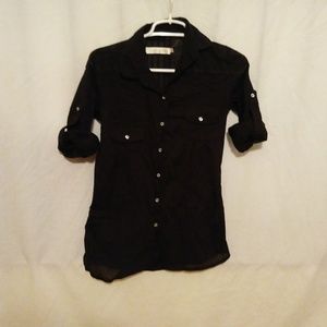 [Cailey 22] Black Button Down Blouse (Size XS)